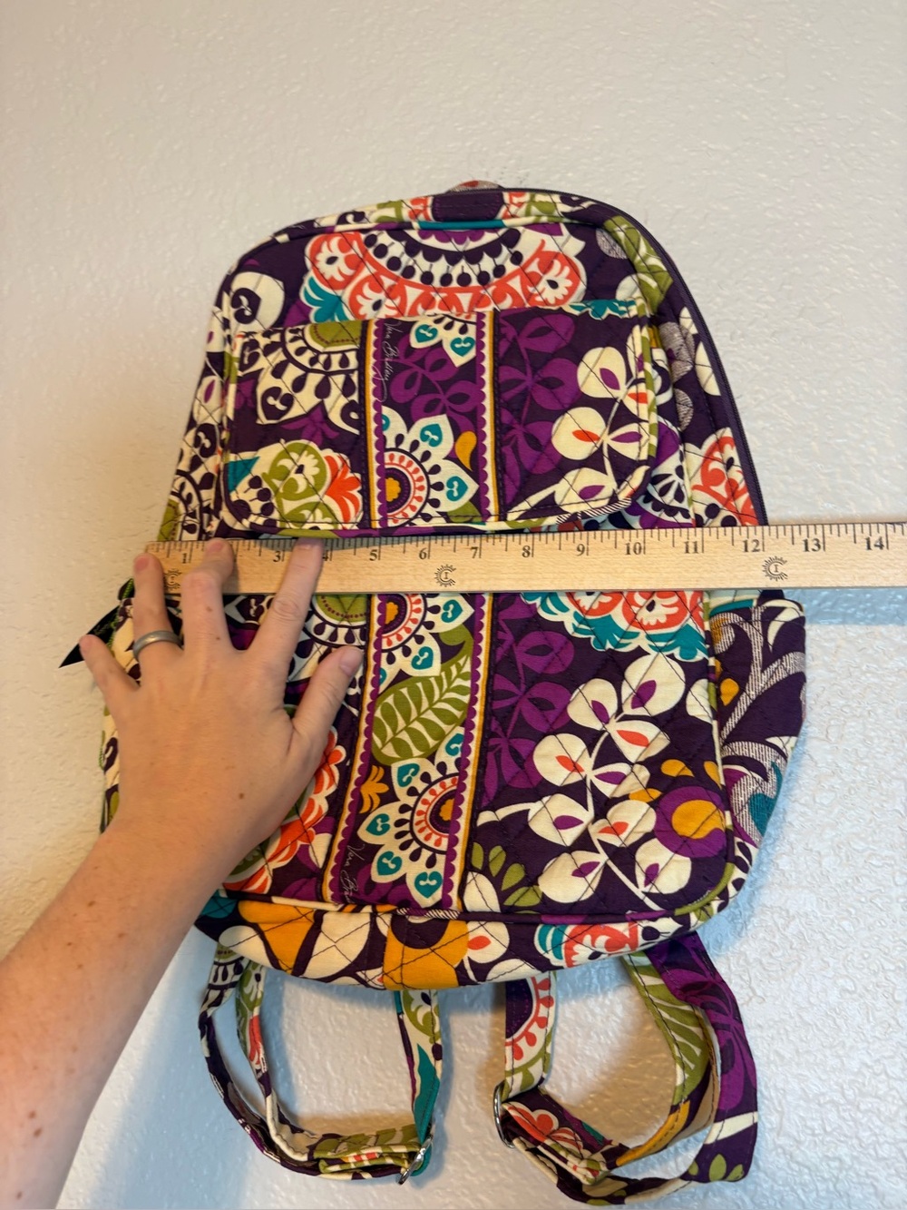 Vera Bradley Backpack Plum Crazy Adjustable Strap School Travel NWT - Picture 9 of 10